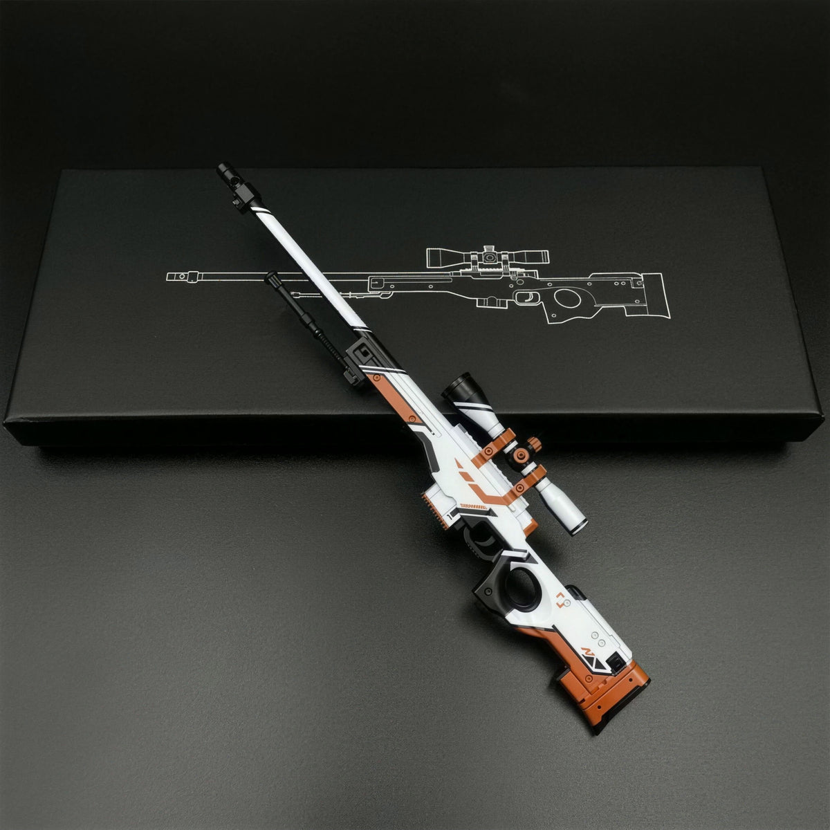 AWP Asiimov 1:5 zinc alloy replica on its black gift box